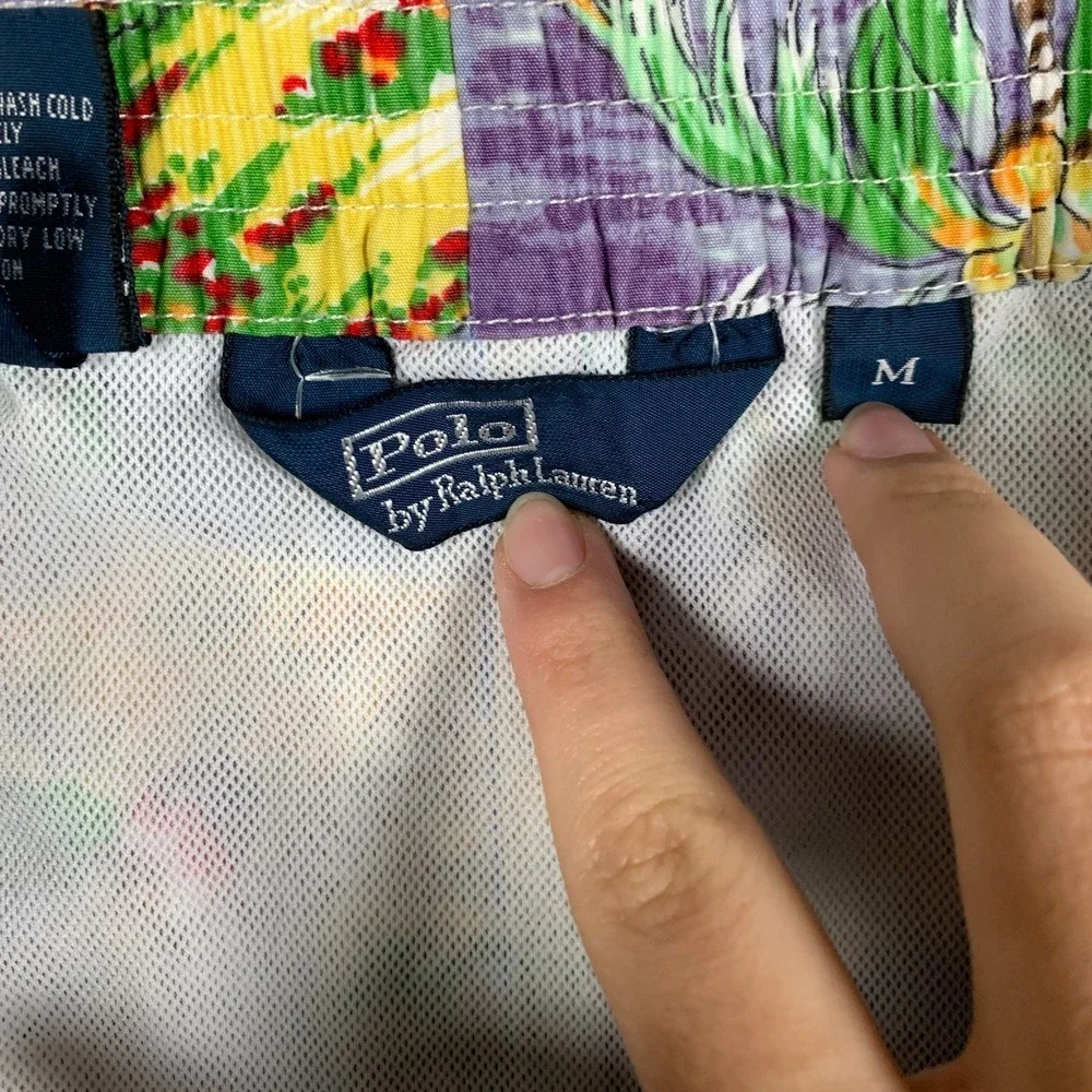 Polo Ralph Lauren Swim Board Shorts Mens Medium Purple Palm Tree Hawaiian Surfer